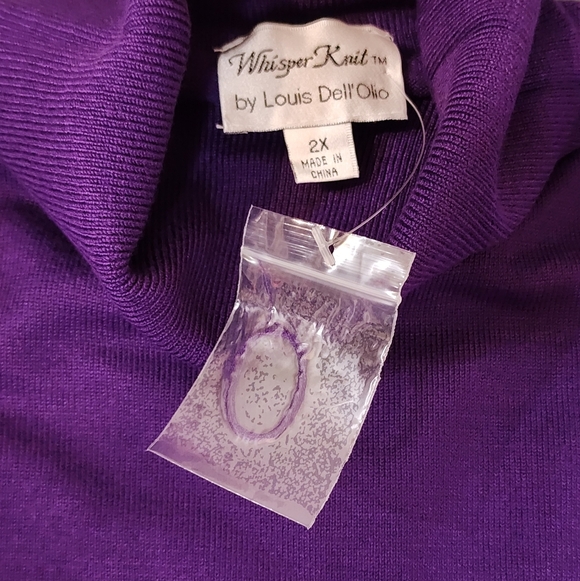 Whisper Knit By Louis Dell'Olio Purple 3/4 Sleeve Turtleneck Sweater NWT - Picture 6 of 6